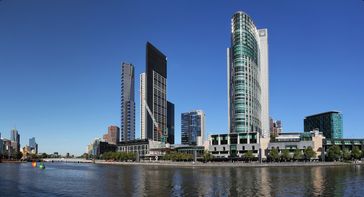 Crown Casino and the Eureka Tower on the Yarra River in Melbourne