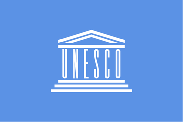 Flagge der Organisation der Vereinten Nationen für Bildung, Wissenschaft, Kultur und Kommunikation (UNESCO).