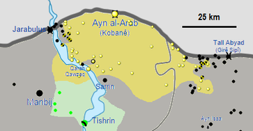Ausgangslage zur Schlacht um Ain al-Arab (Kobane) , Mitte September 2014,