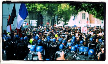 Demonstration am 7.8.2021 in Paris, Frankreich.