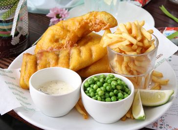 "Fish and chips at Tasha's"