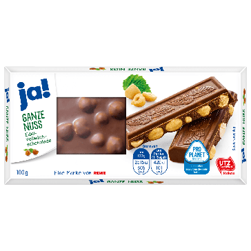 Ja! Ganze Nuss Edelvollmilchschokolade 100g