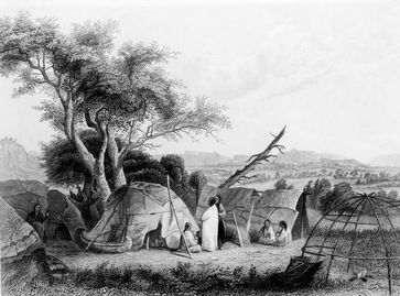Wigwam der Winnebago, eines Außenseiterstamms der Sioux, 1852