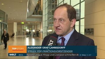 Alexander Graf Lambsdorff auf Nachrichtensender WELT zum Brexit: Die lange Verlängerung ist eine ganz andere Nummer Bild: "obs/WELT/WeltN24 GmbH"