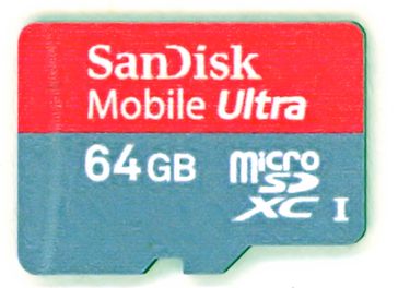 Eine microSDXC mit einer Kapazität von 64 GB