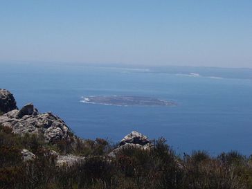 Blick vom Tafelberg auf Robben Island Bild: Maksim