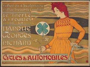 Eugène Grasset, Le Trèfle à 4 Feuilles Cycles & Automobiles, vor 1897,  Bild: Landesmuseum für Kunst und Kultu Fotograf: SVEN ADELAIDE