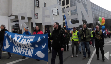 Demonstration gegen Waffenlieferungen in die Ukraine, Köln 4.02.2023 Bild: Felicitas Rabe
