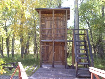 Double decker outhouse at the Grand Encampment Museum, September 2011