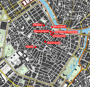 Tatorte des Terroranschlags in Wien 2020