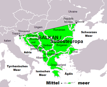 Eine alternative Abgrenzung des Balkans bildet die Triest-Odessa-Linie.