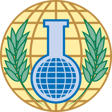 Logo  Organisation für das Verbot chemischer Waffen (englisch Organisation for the Prohibition of Chemical Weapons, OPCW)