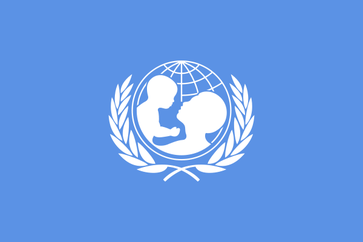 Flagge Kinderhilfswerk der Vereinten Nationen (englisch ursprünglich United Nations International Children’s Emergency Fund, seit 1953 United Nations Children’s Fund, UNICEF)