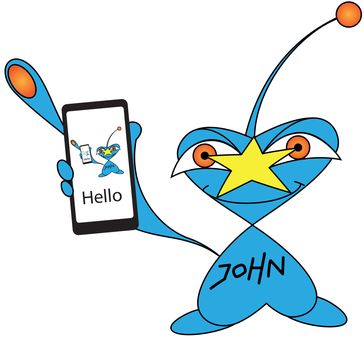 John mit seinem Hello Phone  Bild: "obs/Heiko Saxo Management/Goldenheartsneverdie.com"