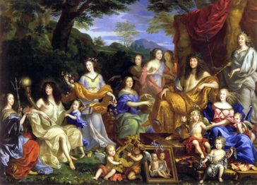 Mythologisches Porträt der königlichen Familie von Ludwig XIV, Gemälde von Jean Nocret (1670; Schloss Versailles)