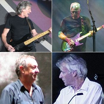 Oben: Roger Waters (l.) und David Gilmour (r.) Unten: Nick Mason (l.) und Richard Wright (r.)