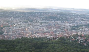 Blick vom Stuttgarter Fernsehturm Richtung Innenstadt