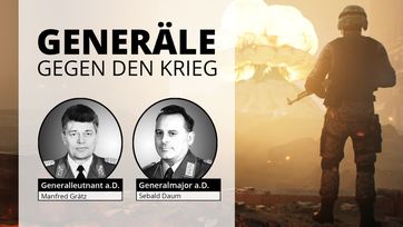 Bild: SS Video: "Generäle gegen den Krieg – Aufruhr meines Gewissens! (Generalmajor Sebald Daum a.D., Generalleutnant Manfred Grätz a.D.)" (www.kla.tv/25171) / Eigenes Werk
