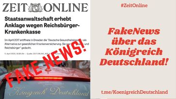 Das Mainstream-Medium "zeit.de" verbreitet FakeNews über das Königreich Deutschland.