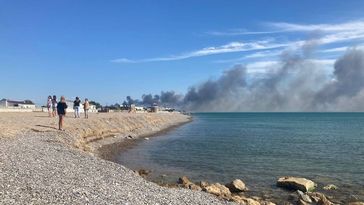 Strand von Nowofjodorowka auf der Krim (9.8.2022) Bild: Sputnik