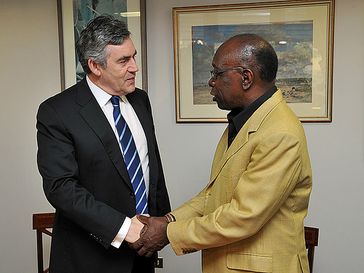 Jack Warner (right) meets then British Prime Minister Gordon Brown in 2009