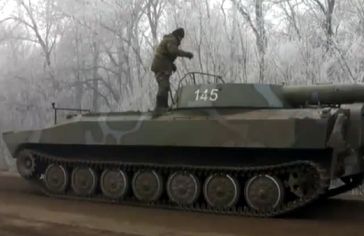 Ukrainische Panzer nahe Debalzewe, Februar 2015