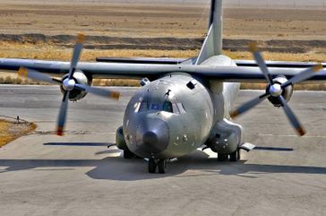 Eine Transall der Bundeswehr beim Start in Afghanistan.....