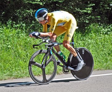 Bradley Wiggins auf dem Weg zu seinem ersten Tour-de-France-Etappensieg beim Einzelzeitfahren auf der 9. Etappe 2012.