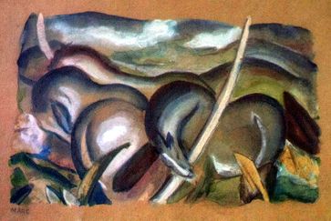 Franz Marc: Pferde in Landschaft, aus dem Schwabinger Kunstfund