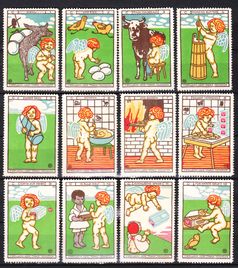 Bahlsen-Reklamemarken von Änne Koken, 1913