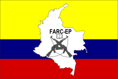 Flagge der Rebellengruppe "Revolutionäre Streitkräfte Kolumbiens" (FARC)