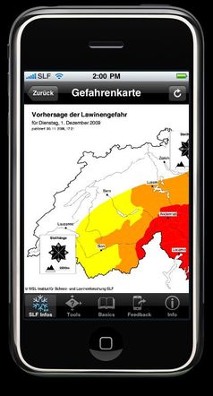 Abrufen des Lawinenbulletins mit White Risk mobile