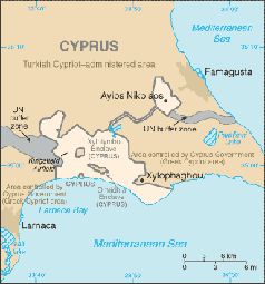 Lage der Ayios Nikolaos Station. Das Britische Überseegebiet ist umgeben vom Hoheitsgebiet der Türkischen Republik Zypern