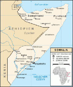 Karte von Somalia. Bild: de.wikipedia.org / Lencer