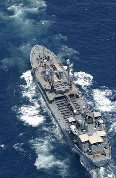 Luftbild des Trossschiff SPESSART in See