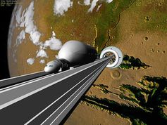 Weltraumaufzug: mit Nanoröhren nicht machbar. Bild: Bruce Irving, flickr.com