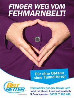 Plakat mit "Raute": Die BELTRETTER appellieren an die Bundeskanzlerin. Bild: "obs/Beltretter"