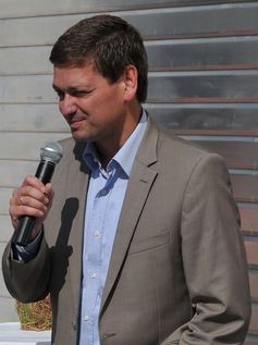 Christian Baldauf bei einem öffentlichen Auftritt in Frankenthal 2010