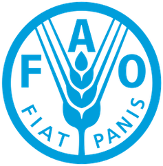 Ernährungs- und Landwirtschaftsorganisation der Vereinten Nationen (FAO) Logo mit Wahlspruch "Es werde Brot"