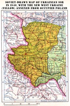 Westukraine 1940 (annektierte polnische Gebiete in gelb)