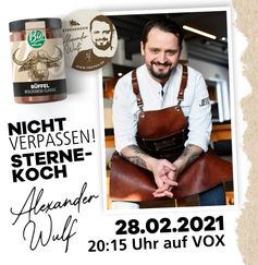 Michelin-Sternekoch Alexander Wulf kocht für das Label "der BioMüller" Bild: Landhaus Teigwaren Müller Fotograf: Landhaus Teigwaren Müller