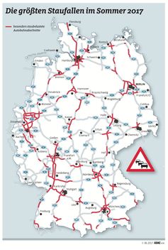 Urlauberkolonnen in alle Richtungen / In allen Bundesländern jetzt Ferien. Staustrecken im Sommer 2017. Bild: "obs/ADAC e.V."