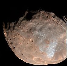 Farbbild von Phobos, Mars Reconnaissance Orbiter, 2008. Bild: NASA