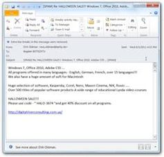 Von Bitdefender entdeckte Spam-Mail, die Piraten-Software bewirbt