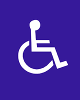Eines von mehreren Zeichen das Parkplätze für behinderte Menschen kennzeichnet