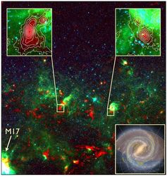 Teilbereich von ATLASGAL in Richtung des Sternbilds Schütze (Sagittarius).
Quelle: ATLASGAL-Team (idw)