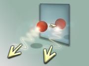 Kommt das Licht direkt vom Atom oder von seinem Spiegelbild? Ein Spiegel erzeugt eine quantenmechanische Überlagerung. Copyright: TU Wien