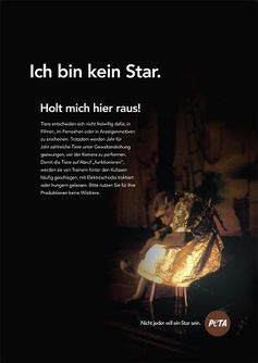 Ich bin kein Star. Holt mich hier raus! Bild: PETA