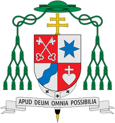 Erzbischofswappen von Stefan Heße; Wahlspruch: Apud Deum omnia possibilia („Bei Gott ist alles möglich“, Mt 19,26 EU).