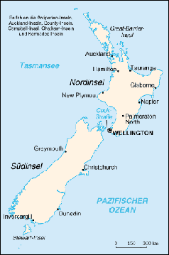 Karte von Neuseeland Bild: de.wikipedia.org